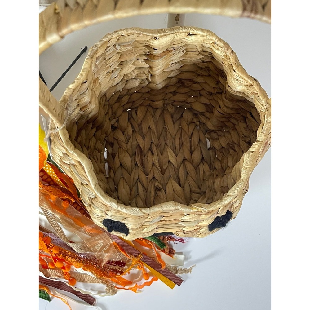 Woven Medium Halloween Pumpkin Basket with Black Accents - Picture 4 of 6